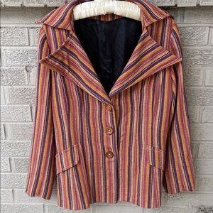 1970s Groovy Striped Blazer- L